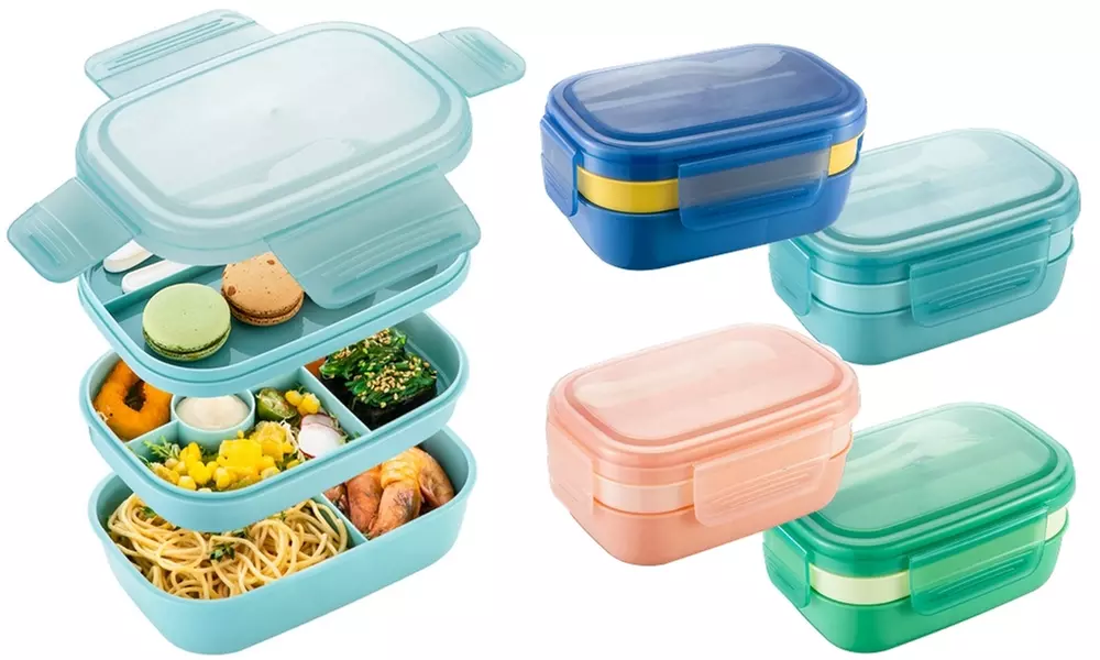 Bento Box Adult Lunch Box,3 Stackable Bento Lunch Containers for Adults/Kids - Primary Image