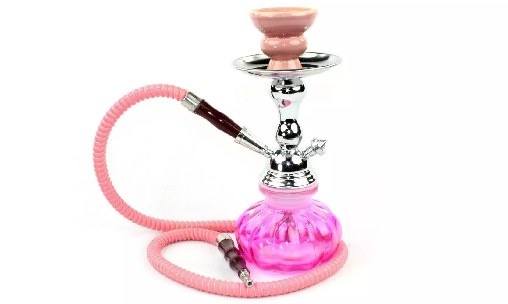 Pink Small MINI Hookah 11" Glass Water Pipe 1 Hose Shisha Narghile Charcoal - Primary Image