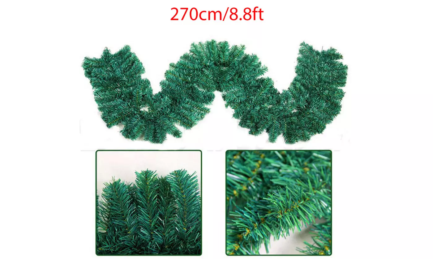 9ft Christmas Green Pine Tree Rattan Garland Wreath Door Wall Xmas Ornament