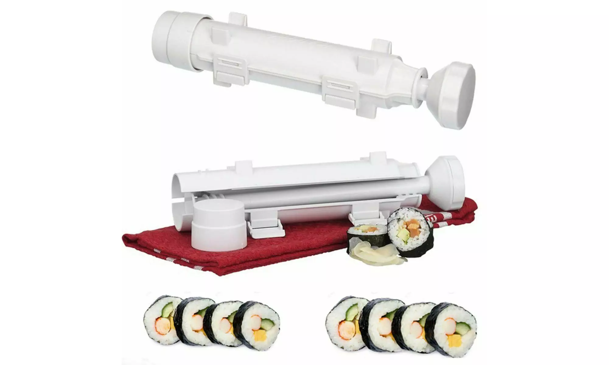 DIY Sushi Bazooka Maker Kit Rice Roll Mold Maker Sushi Roller Making Tool White - Primary Image