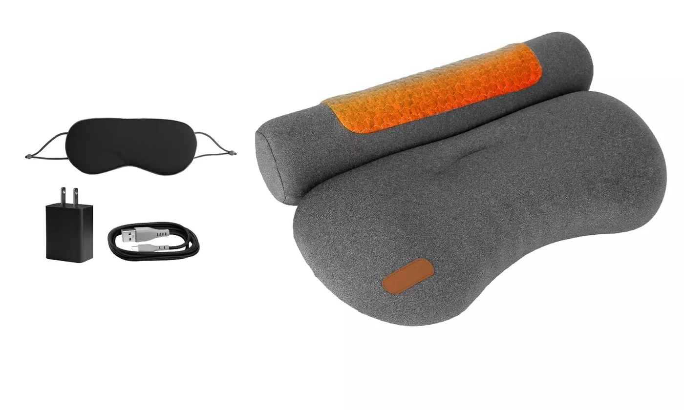 Massage Heated Neck & Lumbar Support Pillow Set