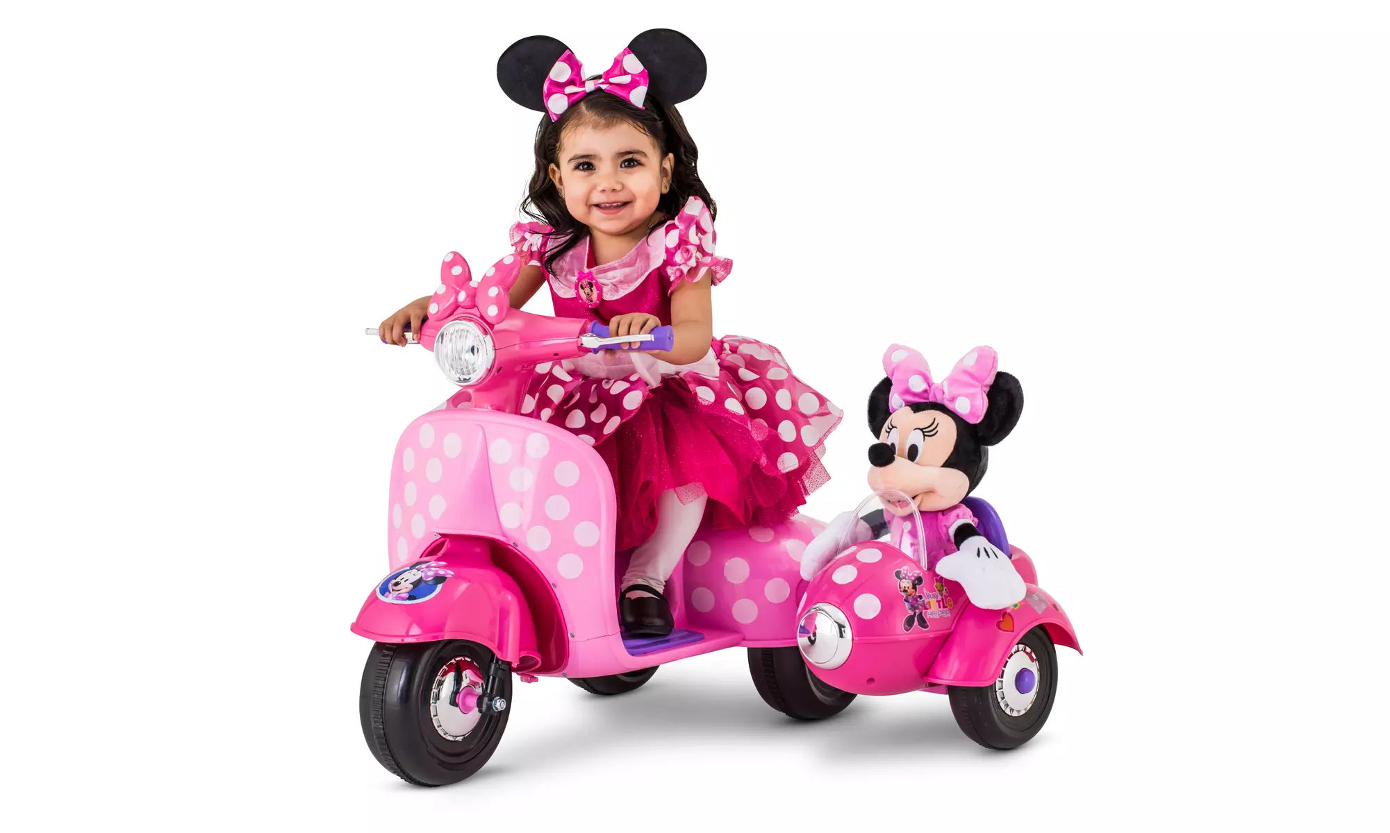 6-Volt Minnie Mouse Happy Helpers Scooter with Sidecar Ride-On by Kid Trax - Primary Image