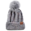 Image 4: Soft Chenille Faux Fur Pom Pom Beanie
