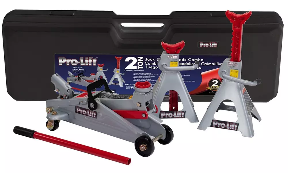 Pro-Lift 2-Ton Floor Jack with 2 Stands and Storage Case - Primary Image