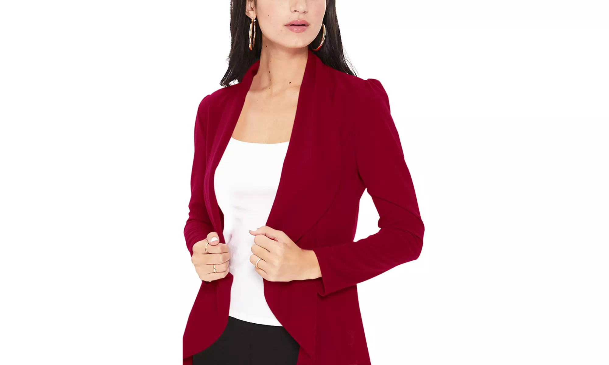 Casual Long Sleeves Open Front Office Wear Solid Blazer Jacket S-3XL