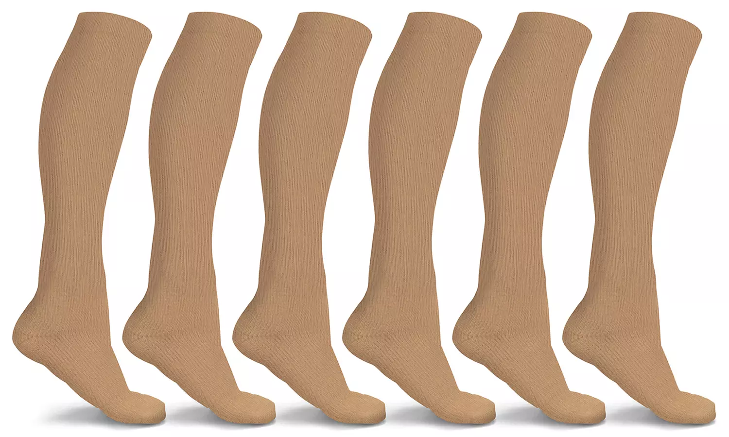 DCF All Day Endurance Black & Nude Compression Socks - (6-pack) - Second Medium