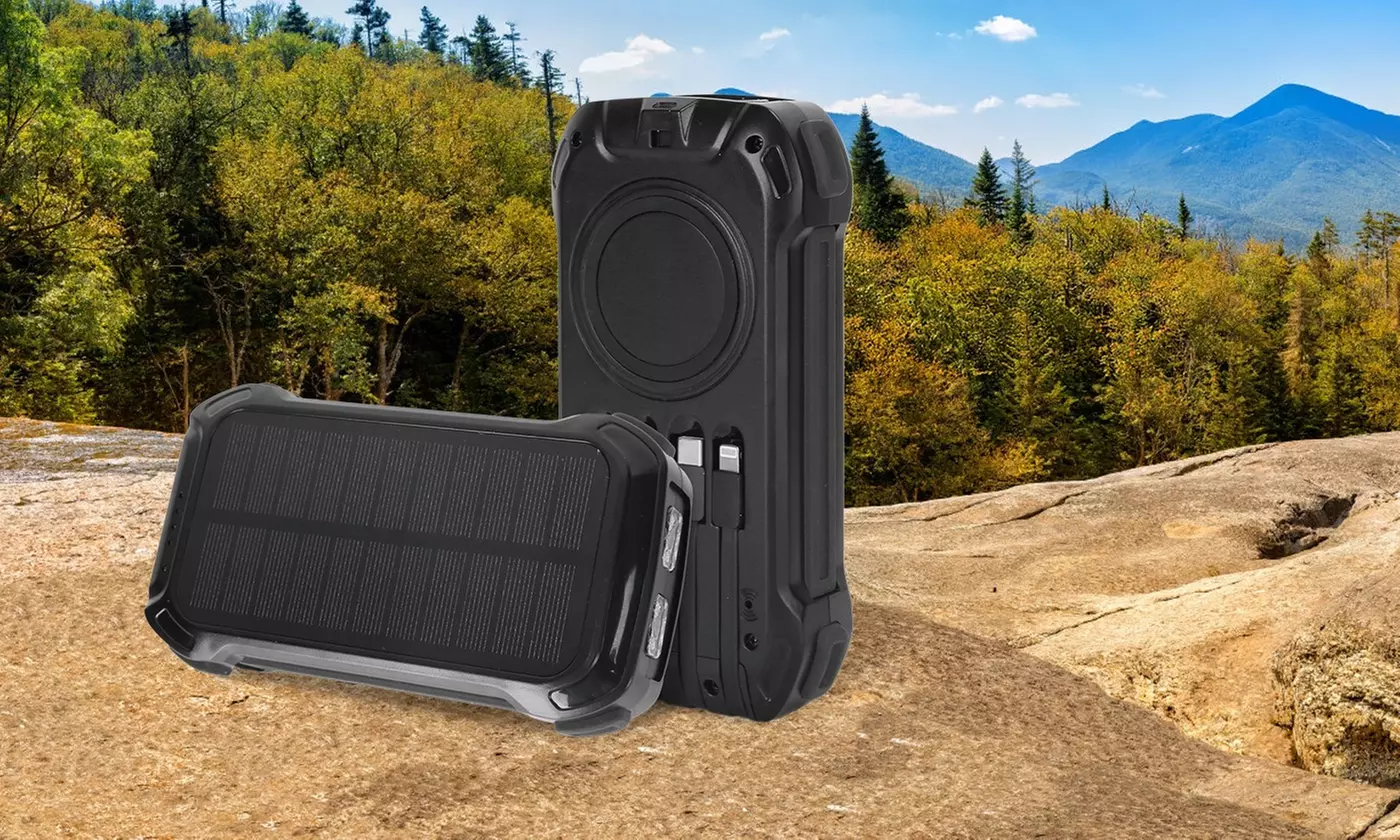 iMounTEK 49800mAh Solar Power Bank with 22.5W PD Fast Charging & Built-In Cables