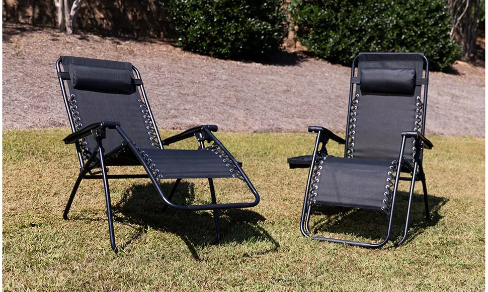 2 - Steel Mesh Zero Gravity Reclining Lounge Chairs