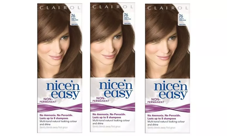 Clairol Nice n Easy HairColor #76 Light Golden Brown UK Loving Care (Pack of 3) - Second Medium