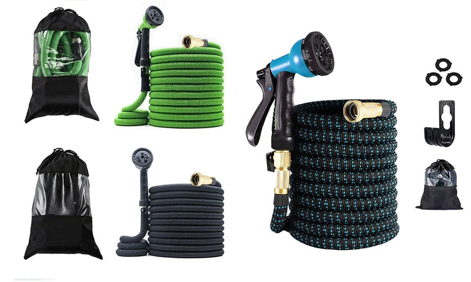 Expandable Garden Watering Hoses with Spray Nozzle (25' 50' 75', 100')
