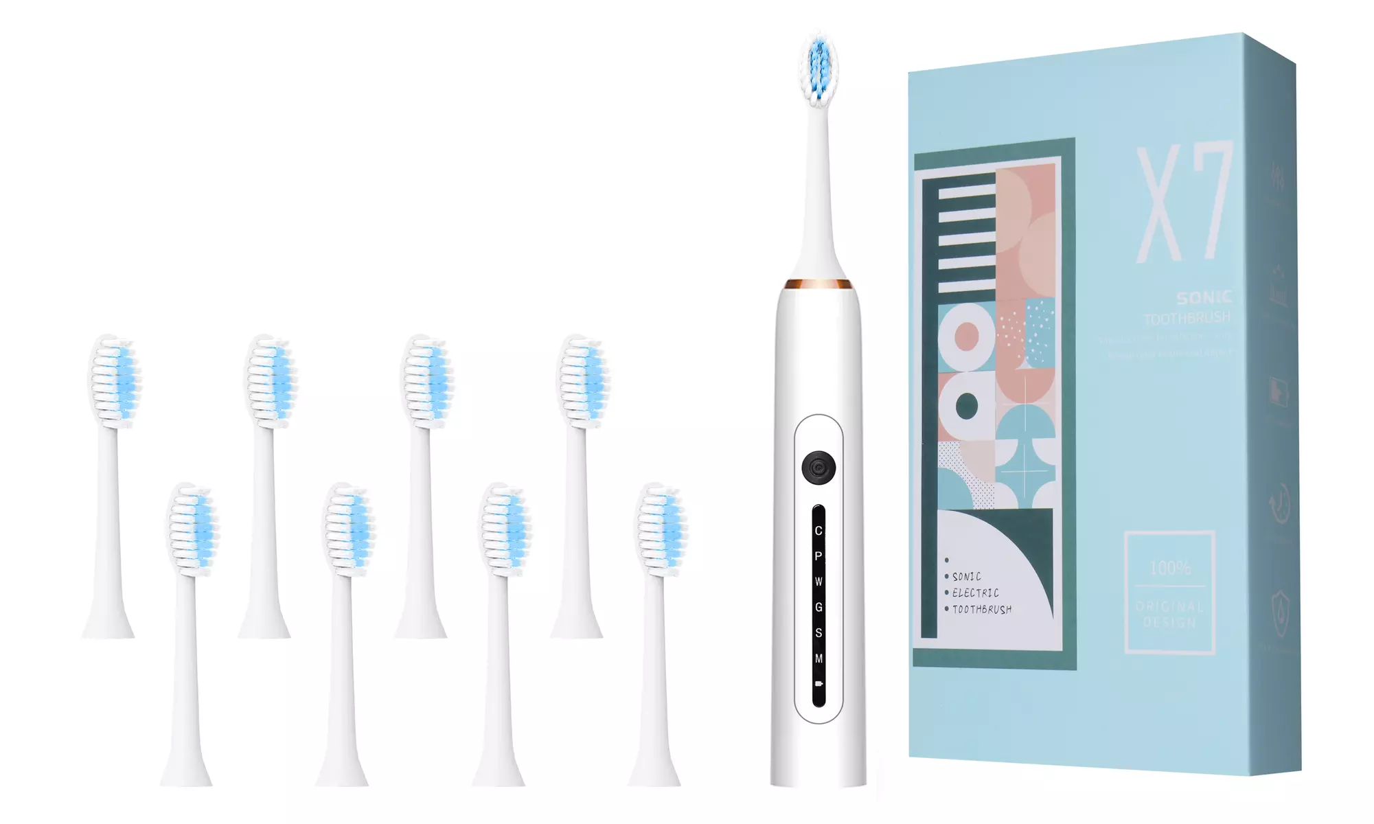 Electric Sonic Toothbrush with 6 Cleaning modes and 8 Brush Heads