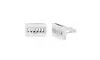 Silver Tone Stainless Steel Bar Cut Out Arched Rectangle Shape Cuff Links