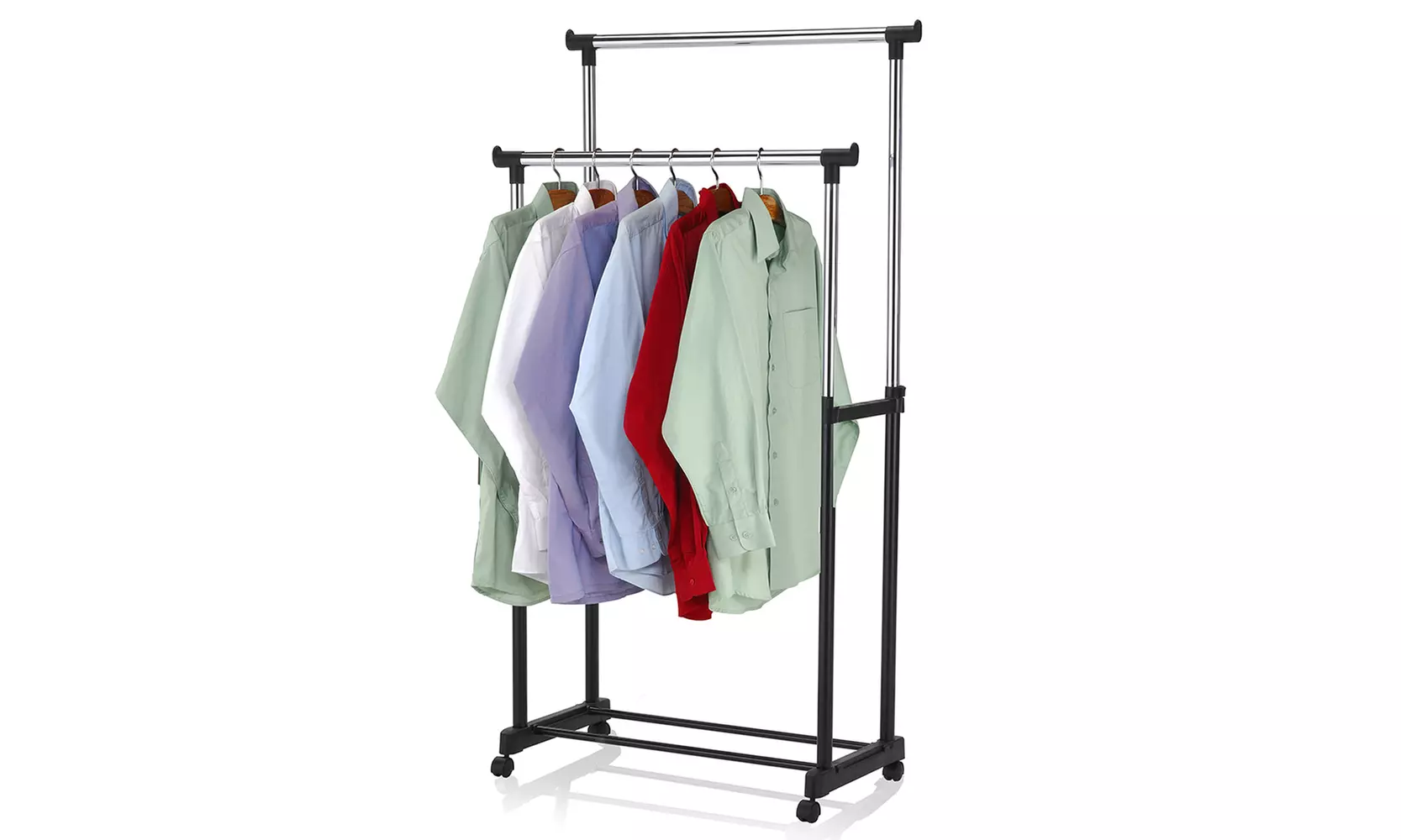 Heritage Houseware Chrome Plated Steel Double Garment Rack, Black - Primary Image