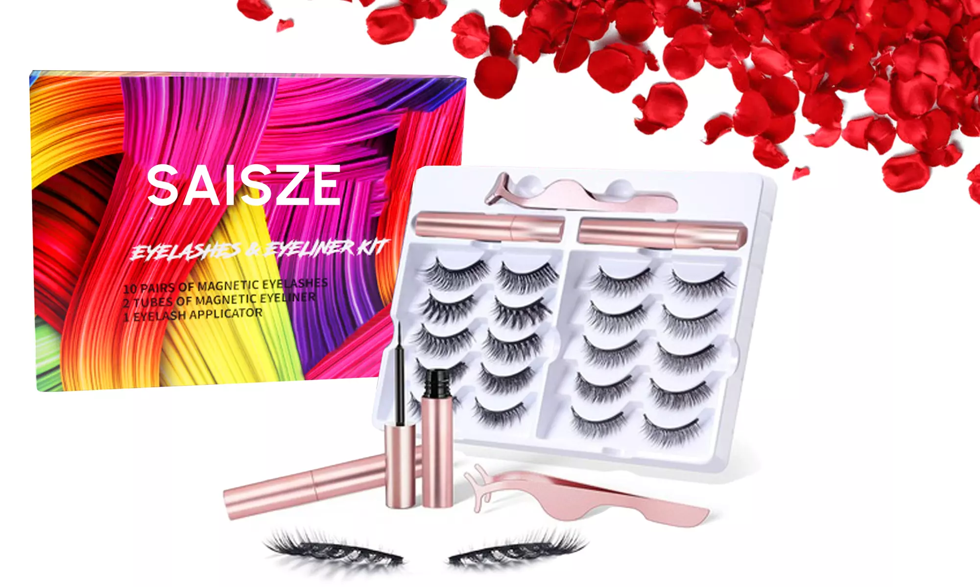 10 Pairs Reusable Magnetic False Eyelashes Multiple Shapes Dramatic Natural Look - Primary Image