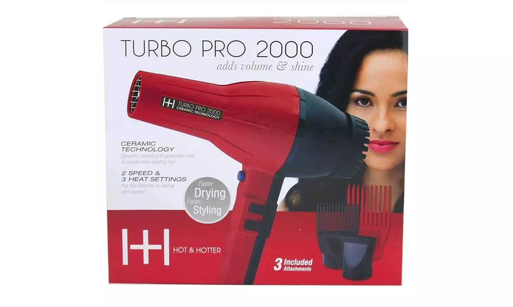 Annie Hot & Hotter Salon Red Turbo Pro-2000 Ionic Ceramic Hair Dryer  - Primary Image
