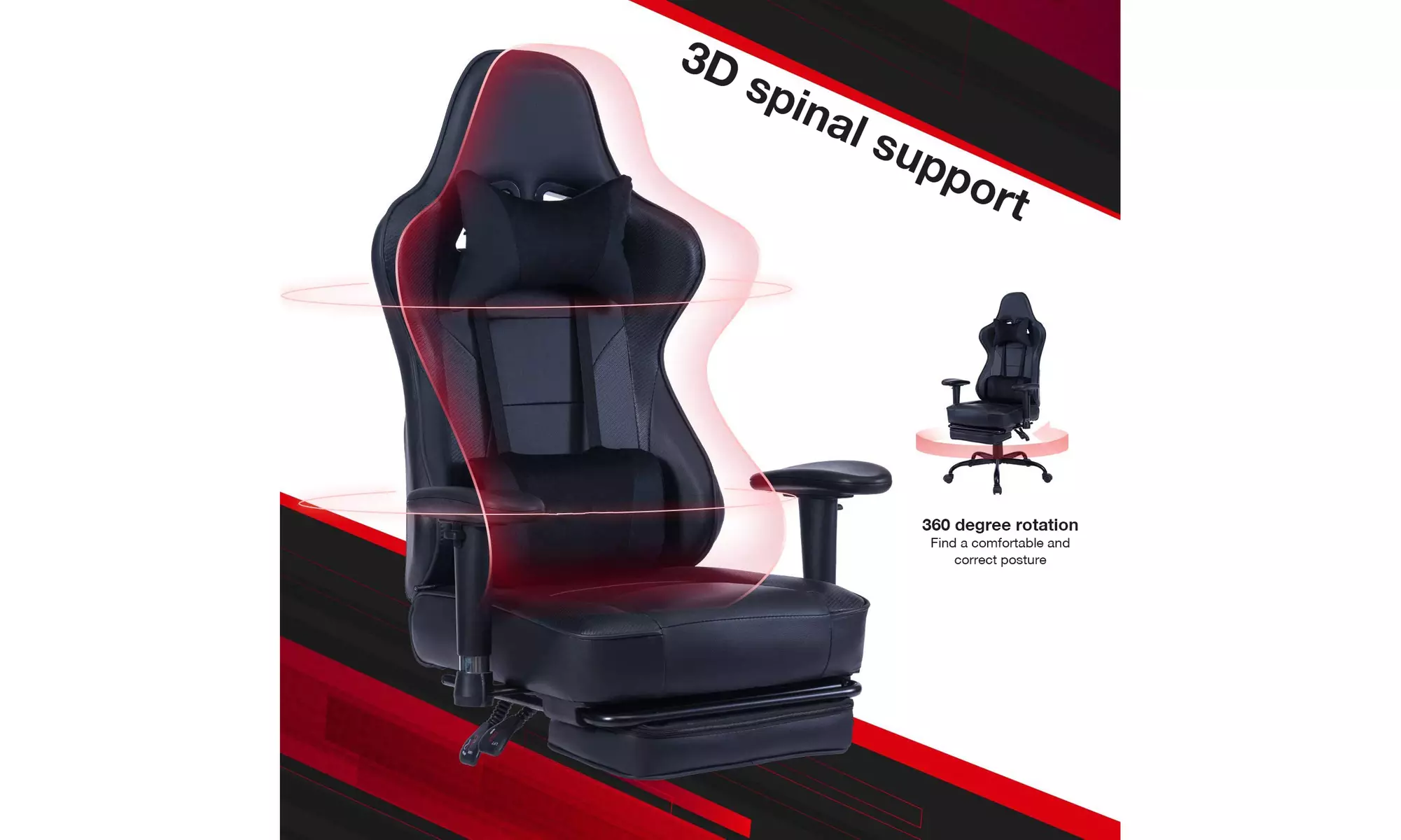Heavy Duty High Back Gaming Chair with Footrest and Massage Function
