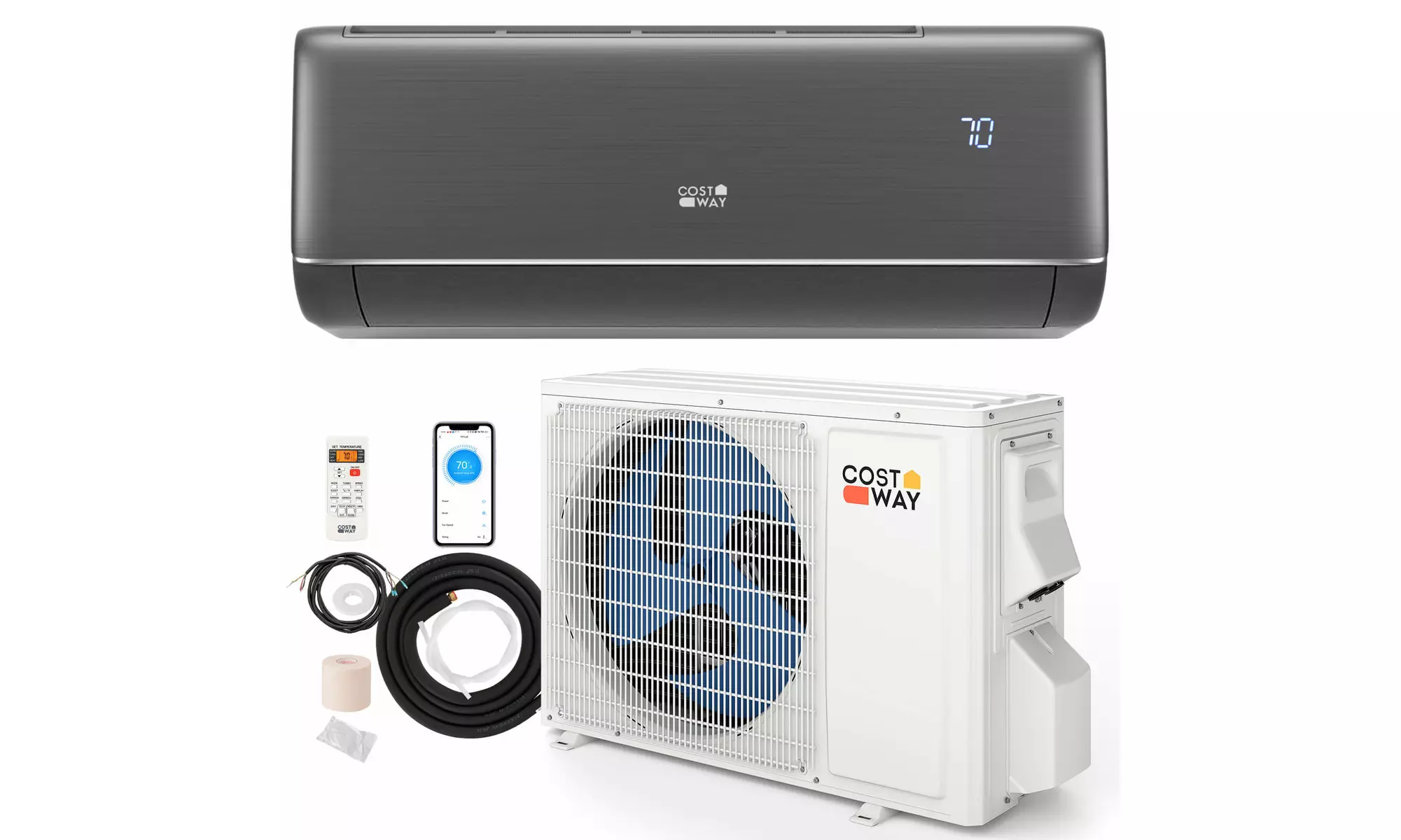 Costway Wifi Enabled Mini Split AC 20.5/22 SEER2 115V Inverter Air Conditioner