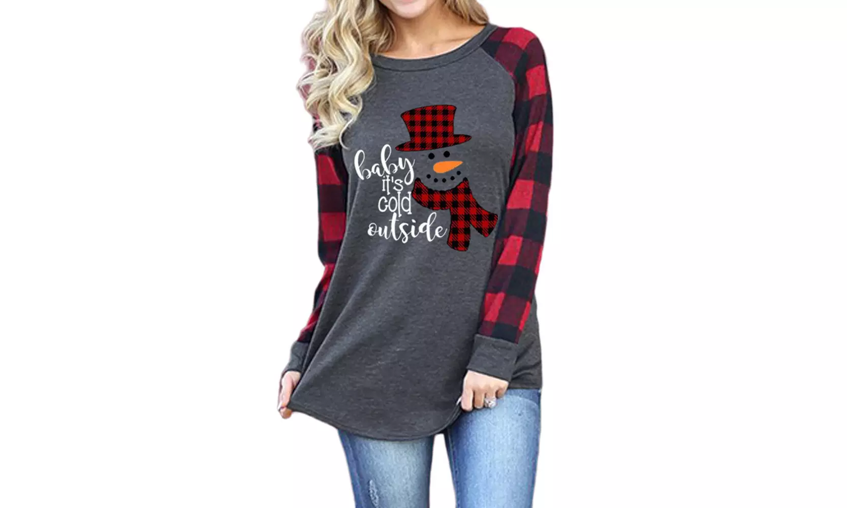 Women's Cute Christmas Plaid Tunic also in Plus Size