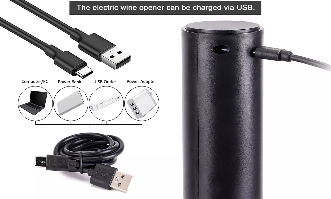 Electric Automatic Corkscrew Cordless 5-in-1 Wine Bottle Opener Set 
