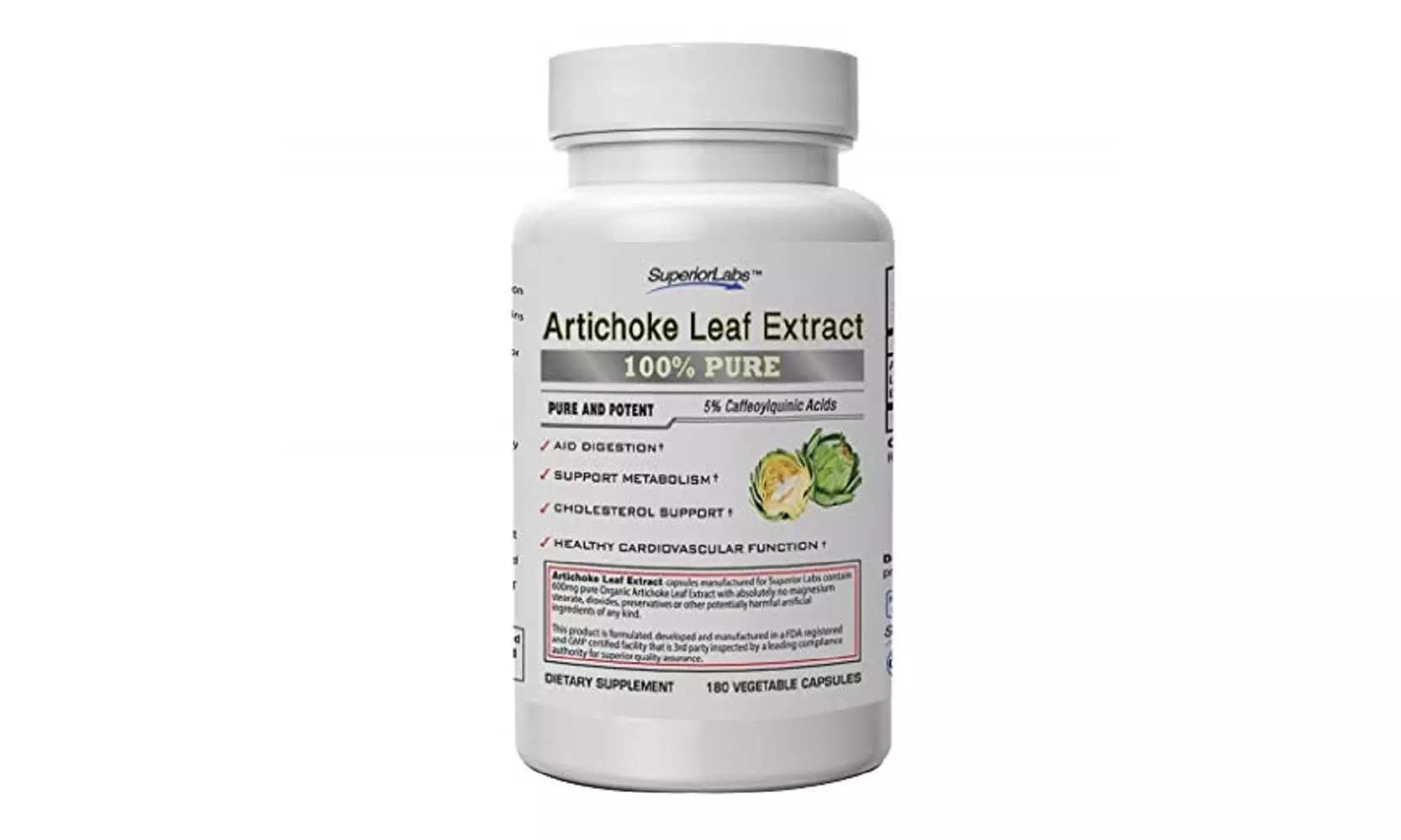 Superior Labs Organic Artichoke Leaf Extract NonGMO Powerful 5% Caffeoylquinic  - Primary Image