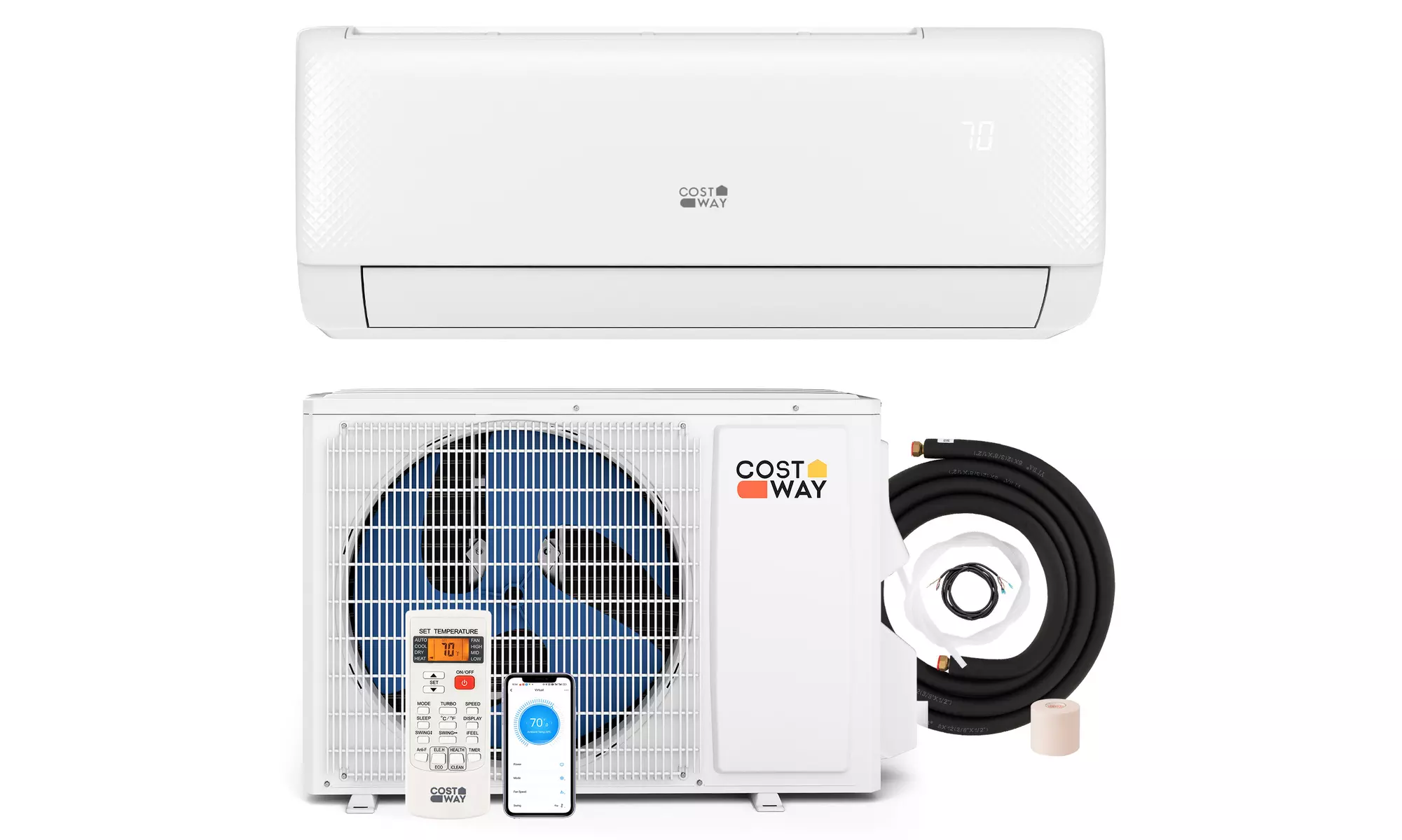 Costway Wifi Enabled Mini Split AC 20.5/22 SEER2 115V Inverter Air Conditioner