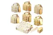 36 Paper Treat Boxes with Tags for Party Favor Goodie Gift, Bright Golden, 2x2x2 - Second Medium