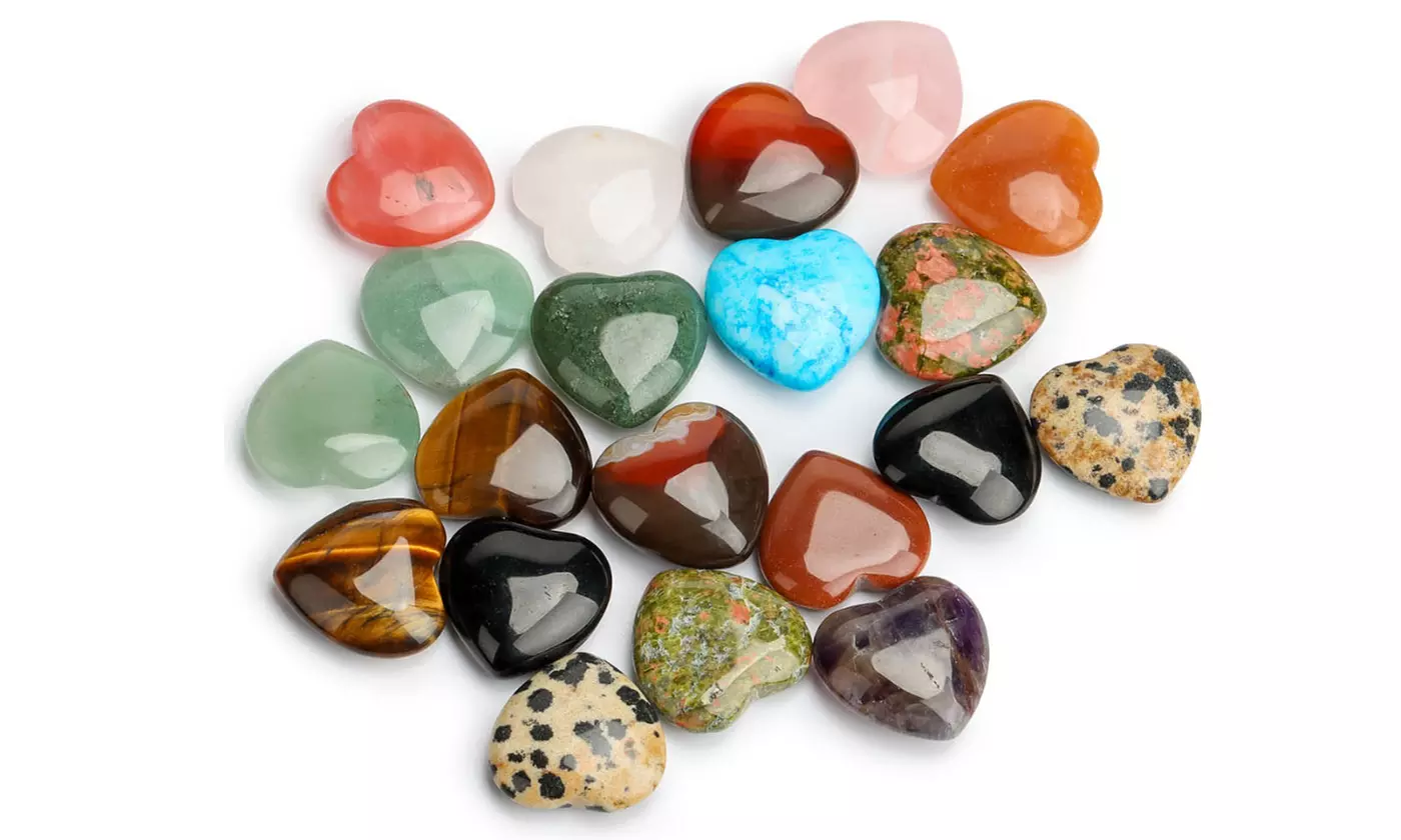 Natural Healing Star & Hearts Crystal Gemstones for Home Decoration