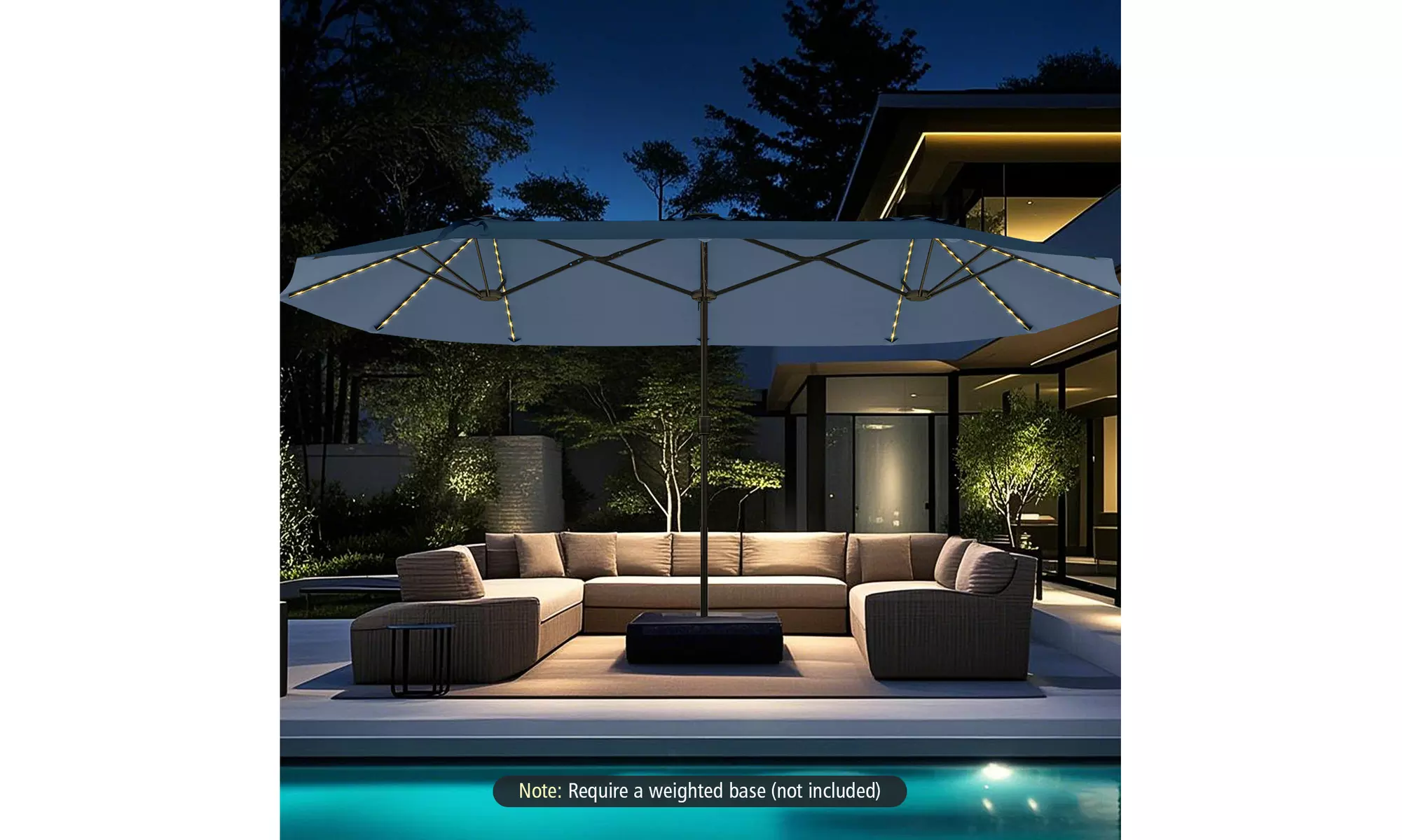 Costway 15.5 FT Extra-Large Patio Umbrella with LED Solar Lights
