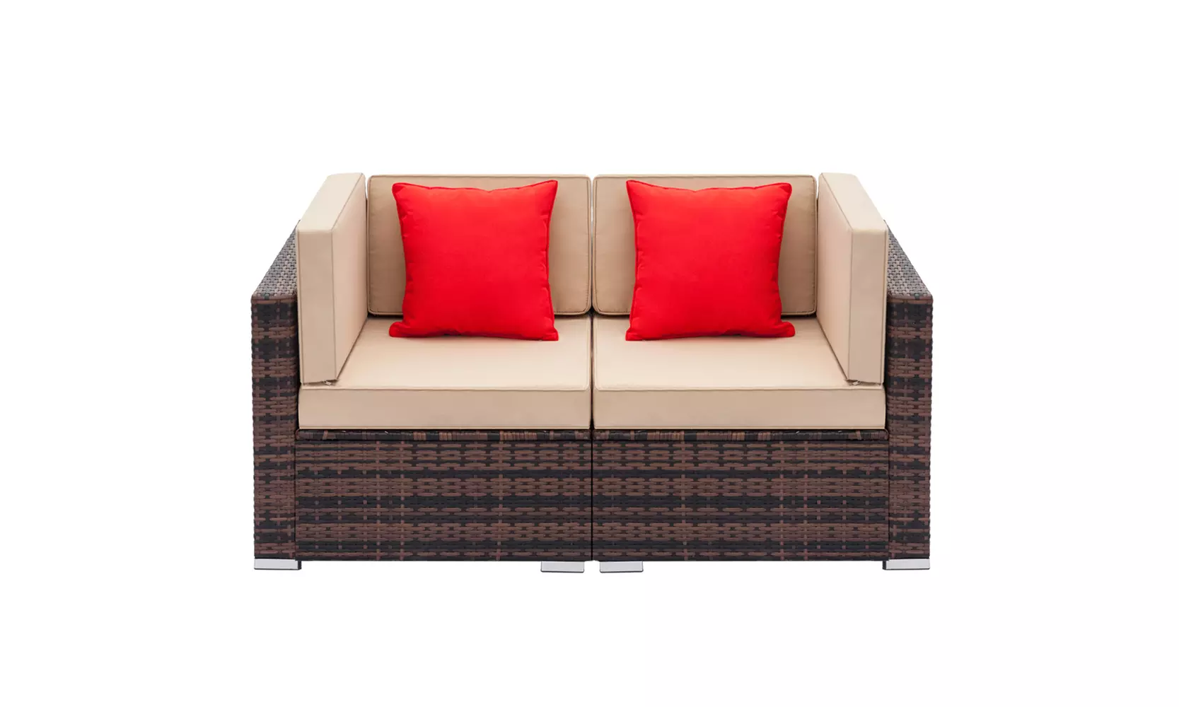 Brown Gradient Rattan Sofa Set with 2pcs Corner Sofas - Second Medium