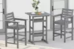 Costway 3-Piece Patio HDPE Bar Set Armchairs with Square High-Top Table Footrest - Second Medium