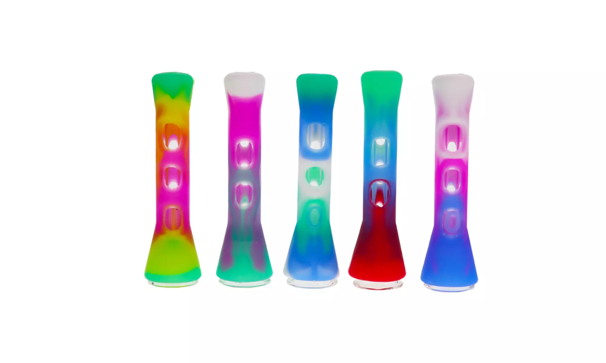 3" Straight Glass Chillum with Silicone Sleeve in Assorted Colors  - Primary Image