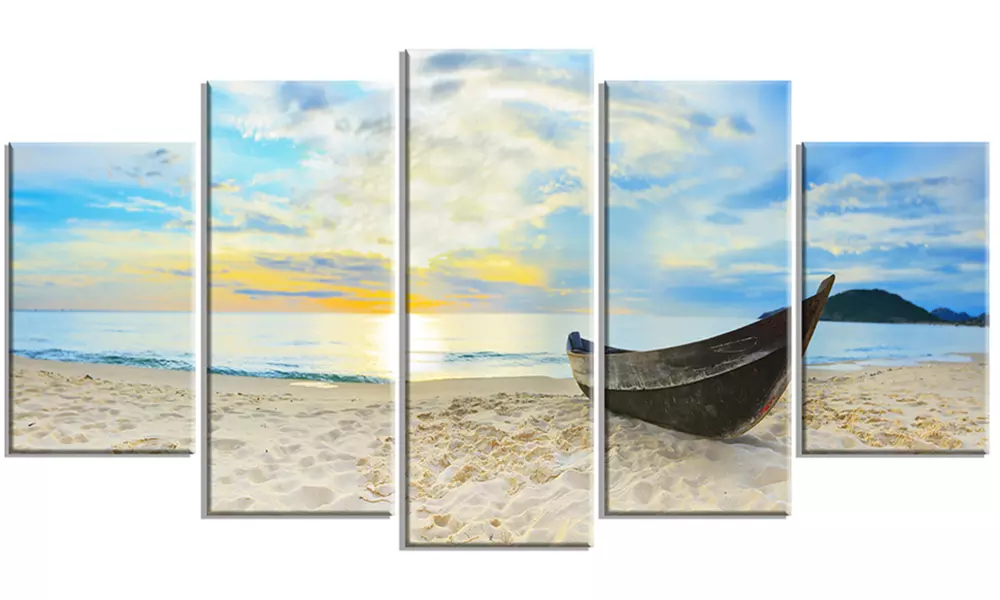 Calm Beach Panorama - Photo Canvas Art Print - Primary Image