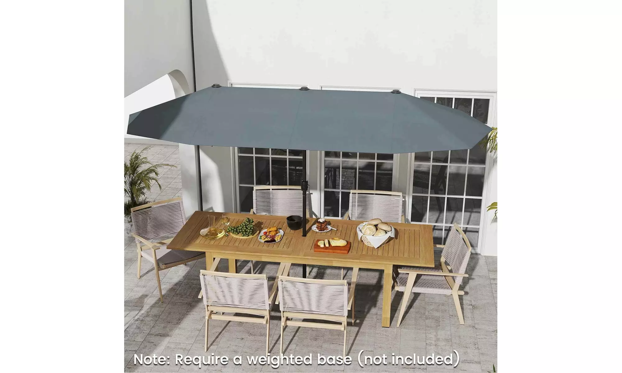 Costway 13ft Outdoor Double-Sided Table Umbrella with Optional LED Lights