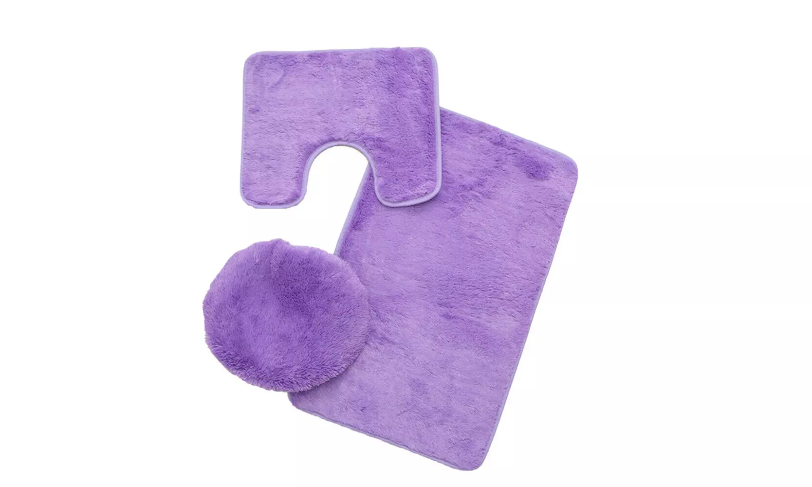 US 3-Piece Bathroom Rug Set Include U-Shaped Contour Toilet Mat Machine Washable