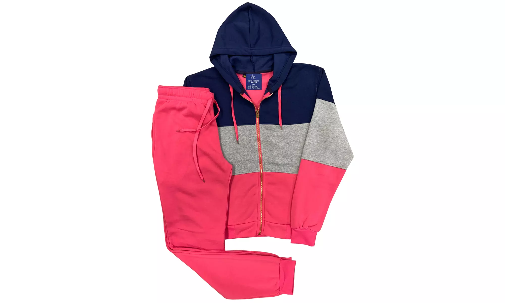 Women's 2-Piece Fleece Sweatsuit Jogger Colorful Sweat Jacket & Sweatpants 
