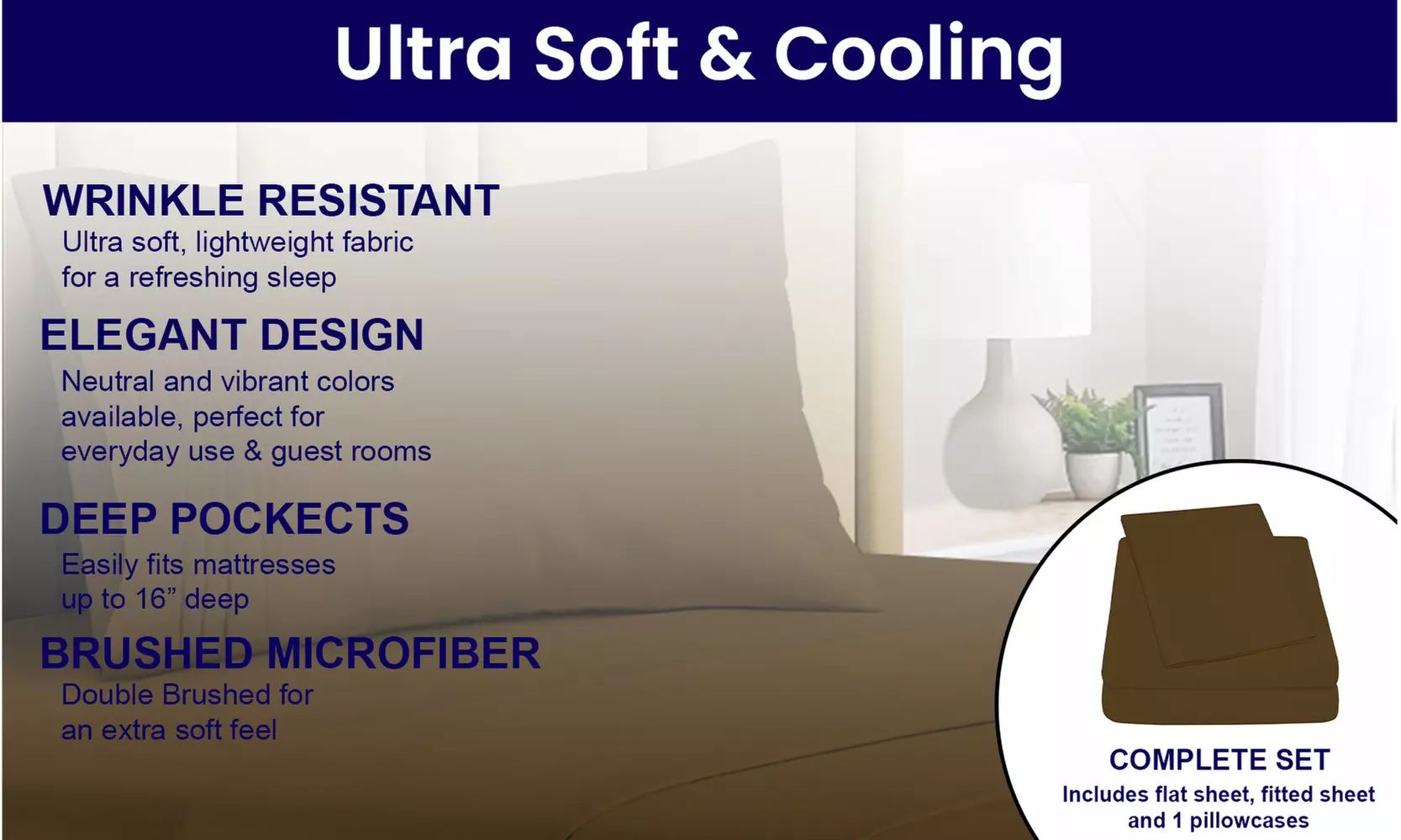 1800 TC Twin Sheet Set - 3PC Double Brushed Bamboo Blend