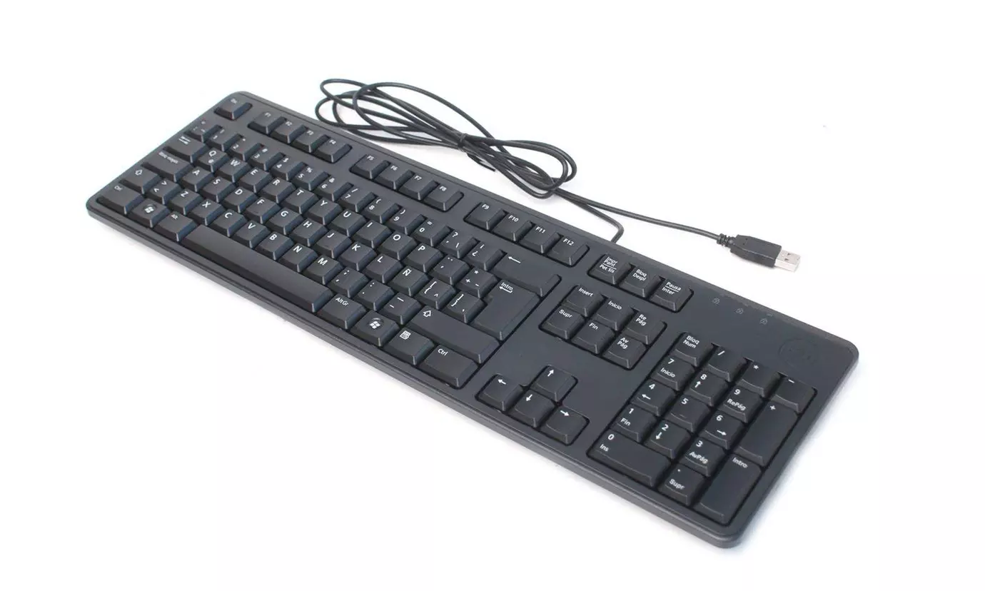 Dell KB212-B Slim USB Wired Quiet Key Spanish/Latin 104-KEY KEYBOARD, BLACK - Second Medium