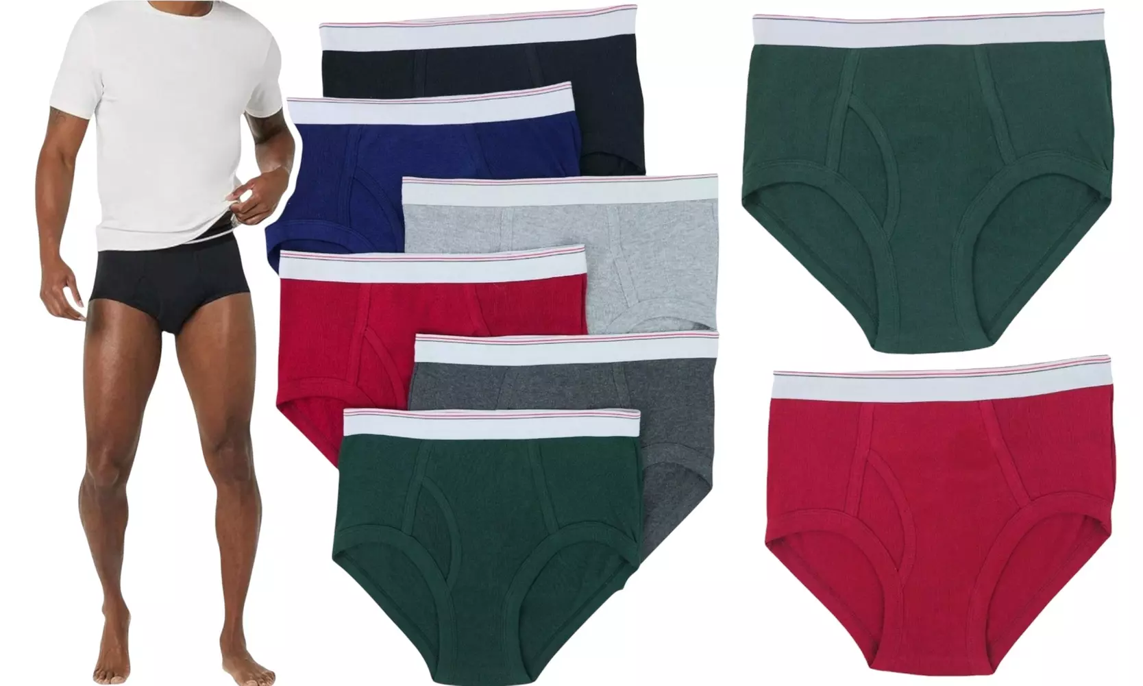Three or Six ToBeInStyle Men's 100% Premium Cotton Wide Elastic Band Briefs