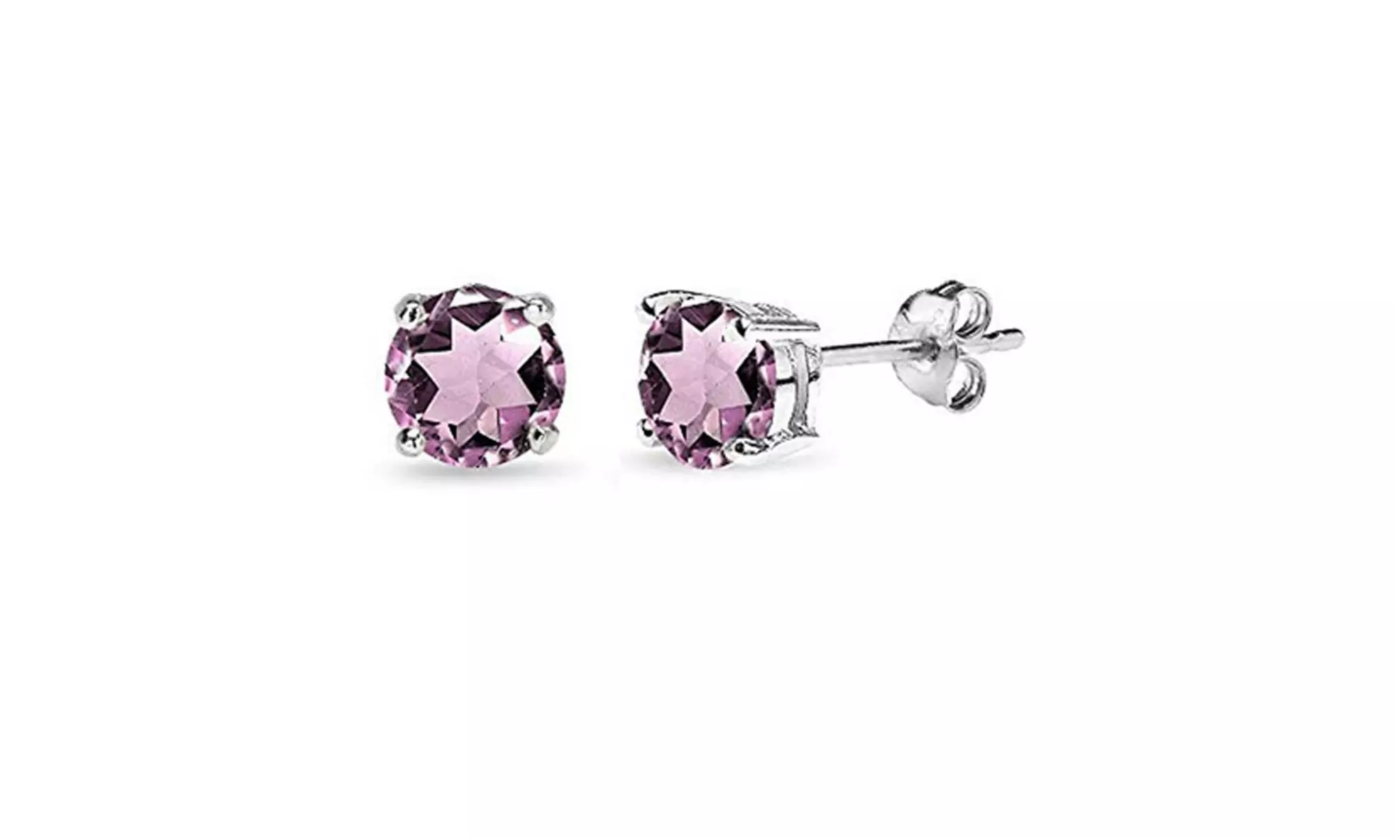 Paris Jewelry 6mm Round Alexandrite White Gold-Plated Stud Earrings - Primary Image