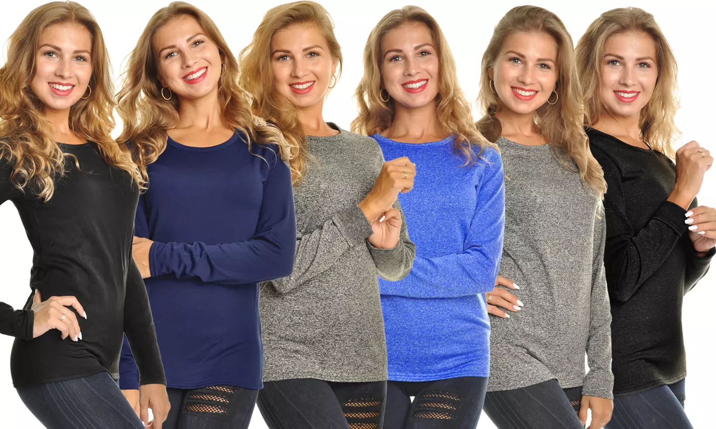 6-Pack Fleece Thermal Tops in Assorted Colors - Primary Image