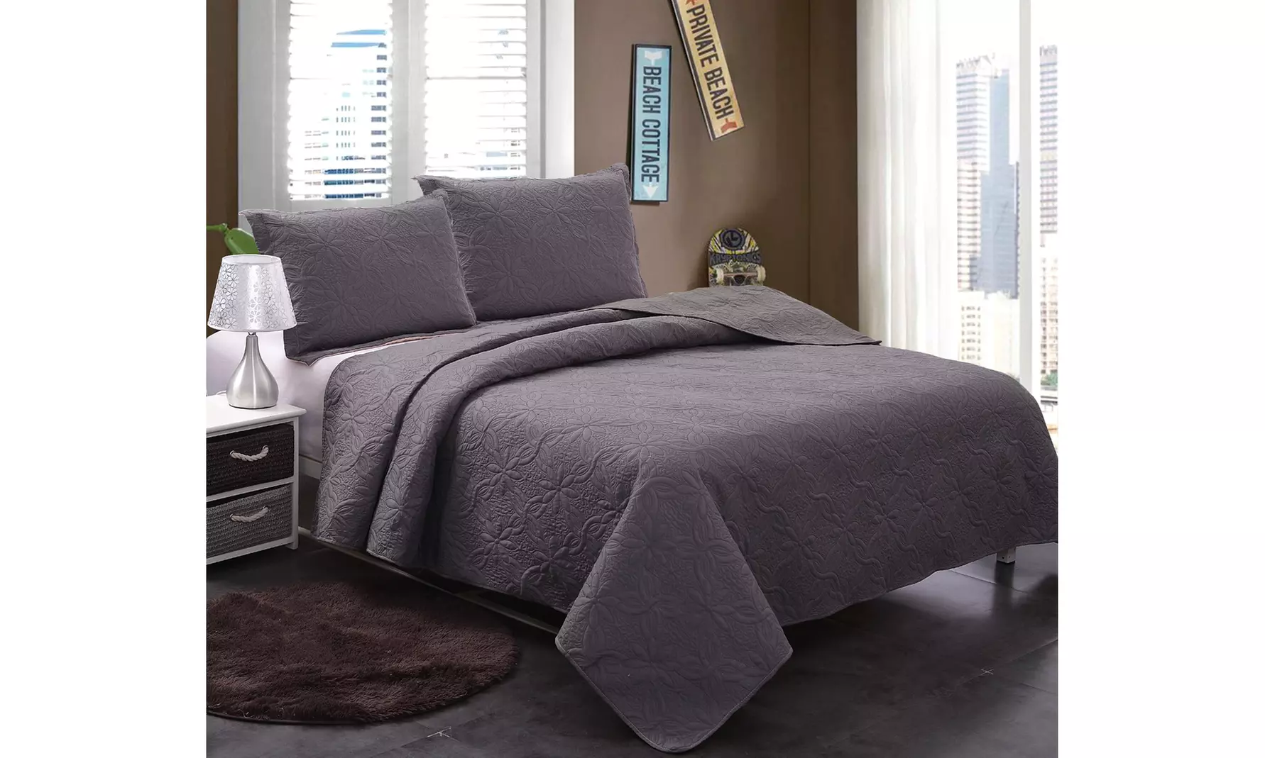 3 Piece Microfiber Lightweight Soft Bedspread Coverlet For All Season