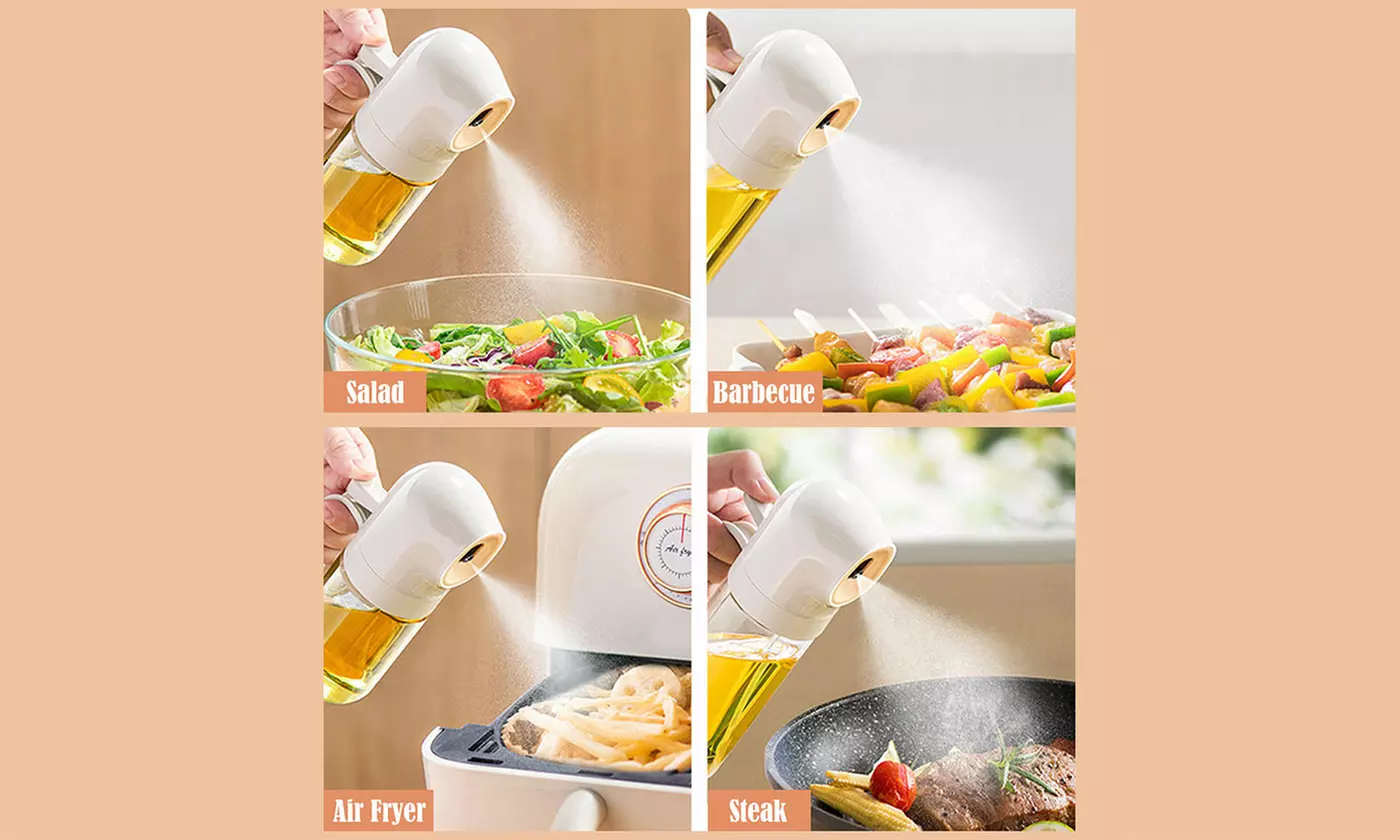 8.4oz Glass Oil Spray Bottle for Kitchen, Salad, Frying, BBQ