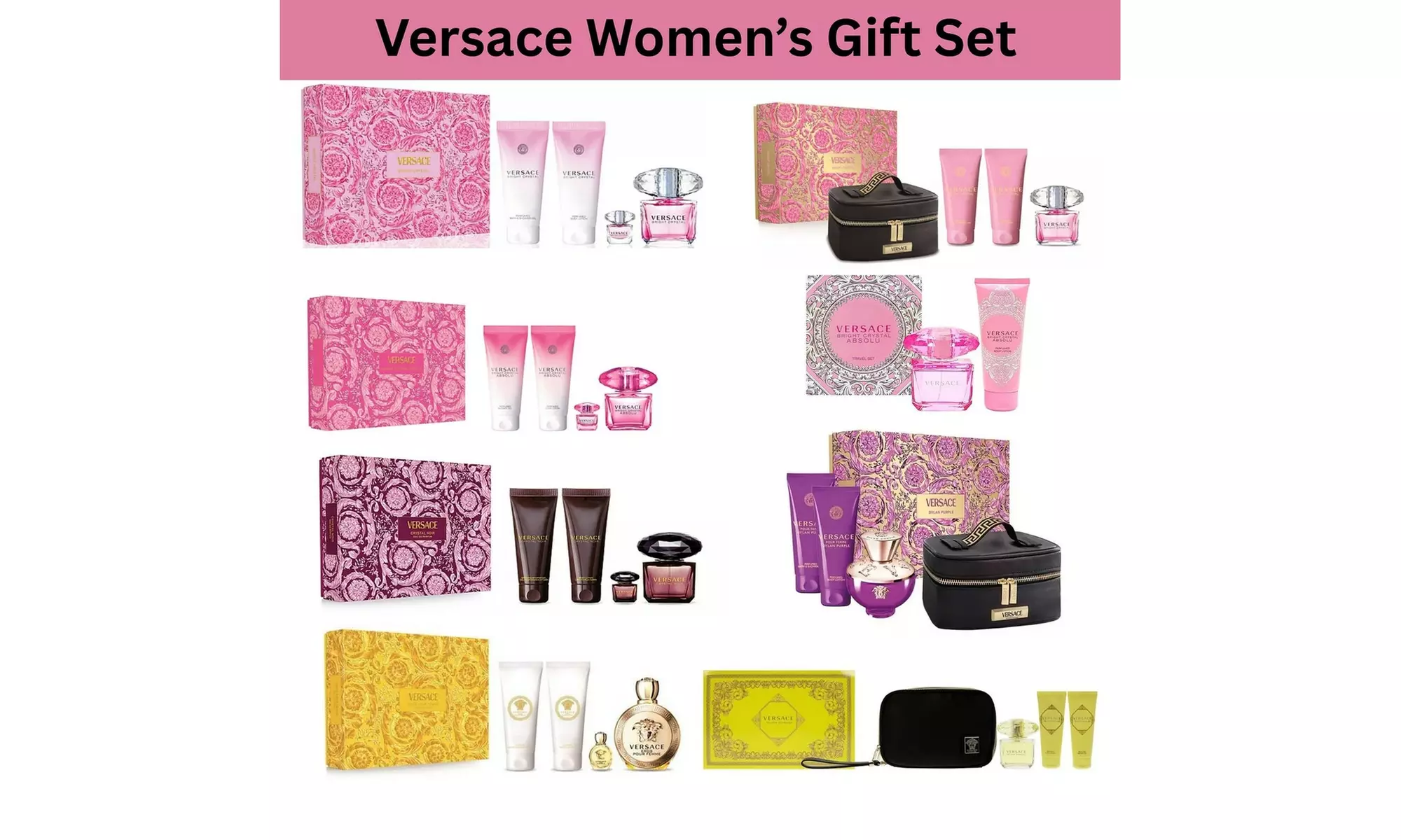 Versace Bright Crystal Perfume & Lotion Women's 2 or 4 Piece Holiday Gift Sets