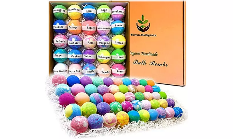Organic & Natural Spa Bath Bomb Set of 50 Individually Wrapped - Primary Image