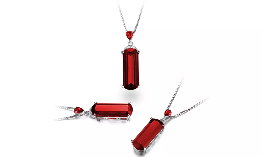 4.50 CTTW Genuine Diamond & Ruby Pendant in Sterling Silver Holiday Gift - Primary Image