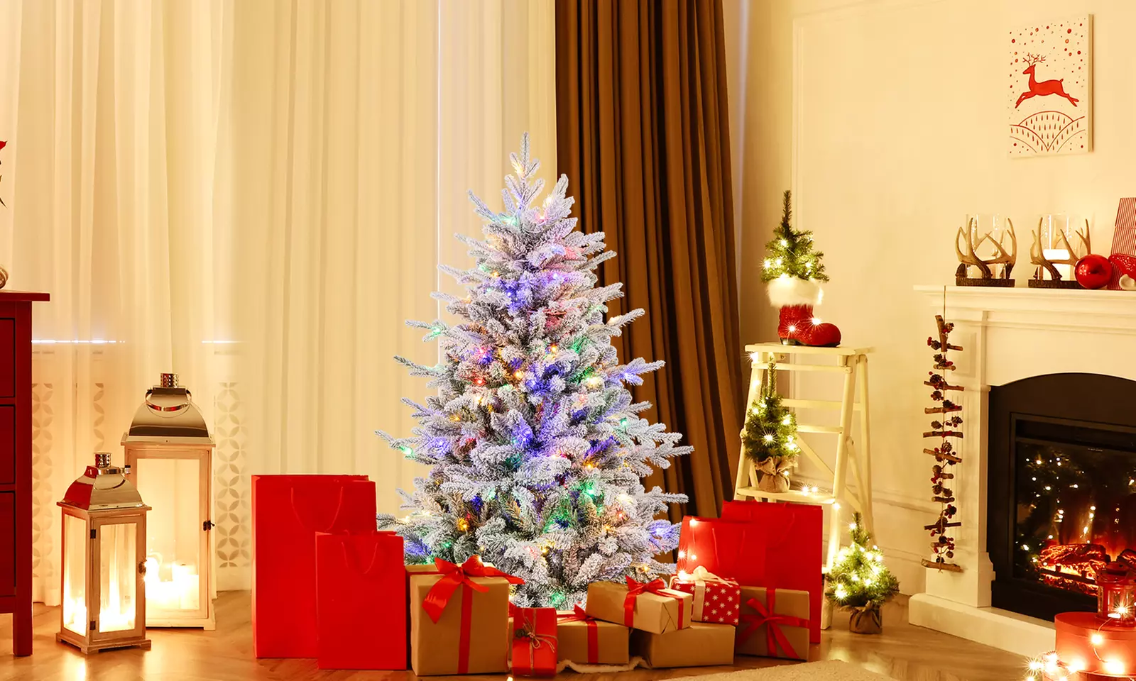 Costway 4.5/6/7 FT Christmas Tree with 8 Lighting Modes Multi-Color LED Lights - Primary Image