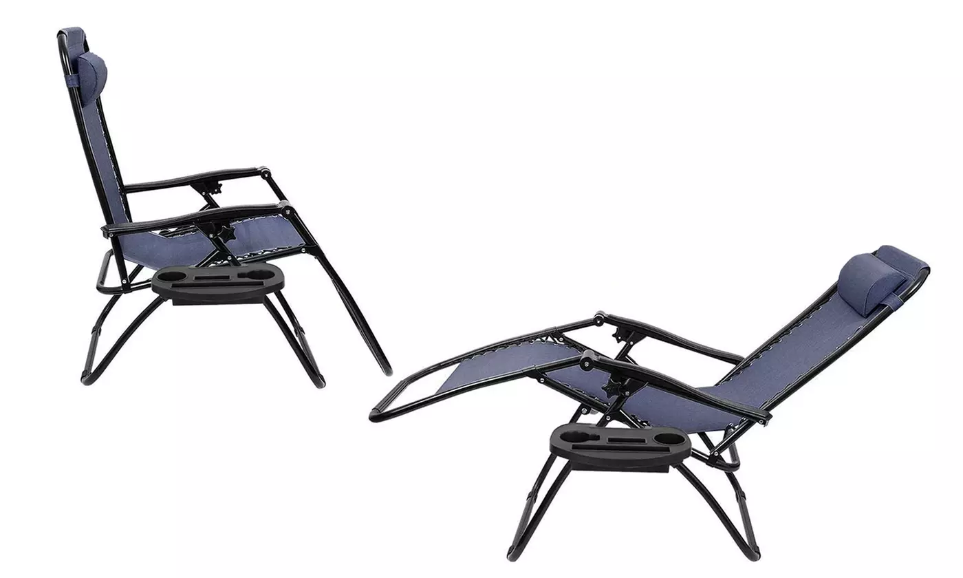2 - Steel Mesh Zero Gravity Reclining Lounge Chairs