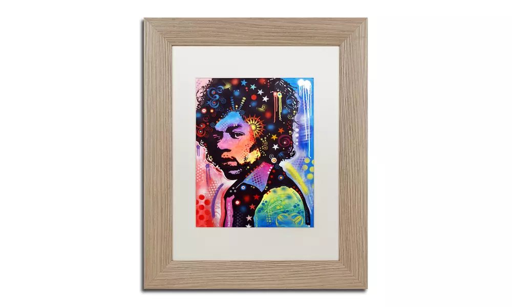 Dean Russo 'Jimi Hendrix IV' Matted Birch Framed Art - Primary Image