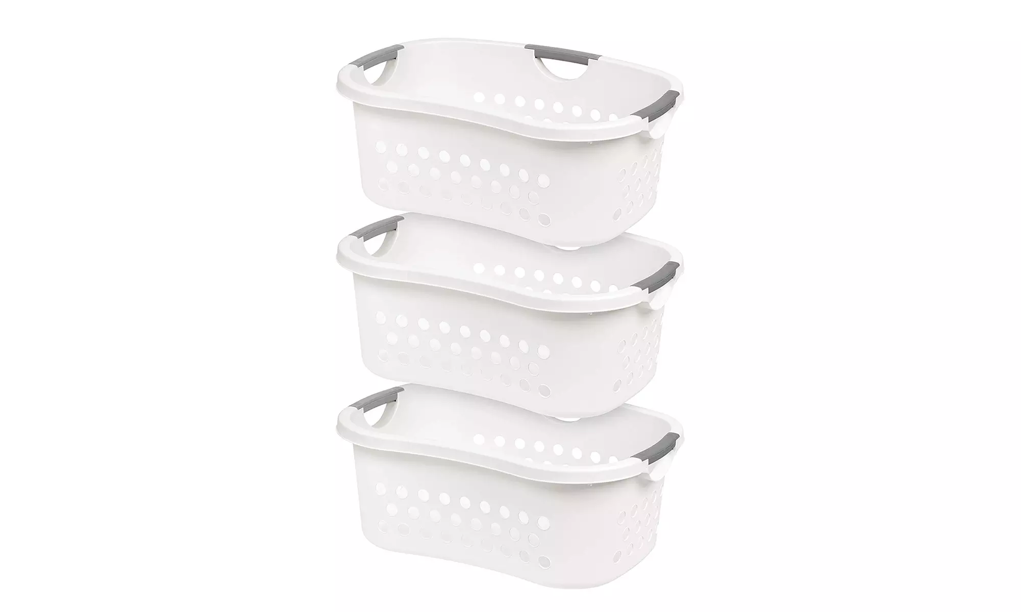 IRIS USA, Inc. HLB-1 Comfort Carry Laundry Basket, White, 3 Count - Primary Image