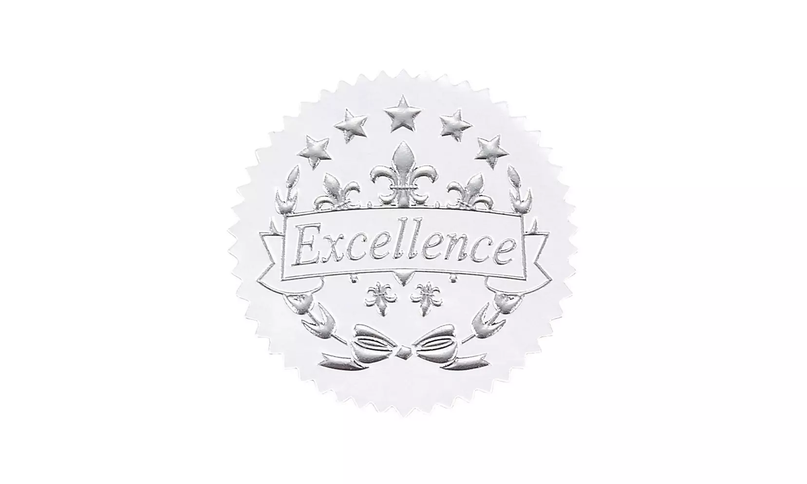 96 Silver Certificate Seals, Excellence Star Sticker for Award Certificates 1.7" - Primary Image